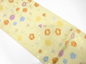 アンティーク　花に蝶模様織り出し袋帯（材料）